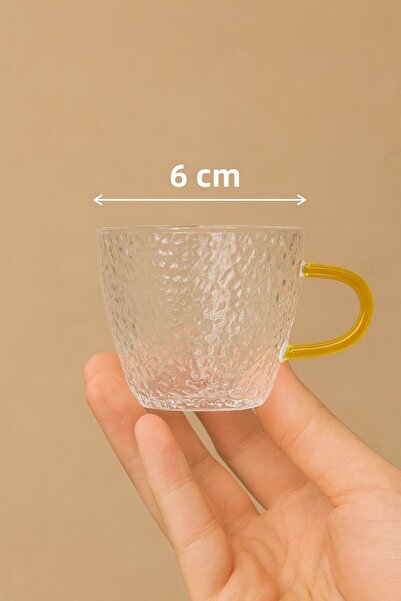 Porselen Diyarı Glass 6-Piece Embossed Patterned 110 ml Mug 6 cm