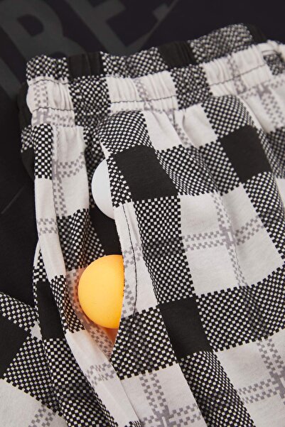 Trendyol Collection Black Regular Plaid Printed Knitted Pajamas Set Tmnaw24Pt00023