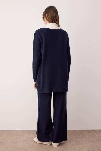 Trendyol Modest Navy Blue 2-Color Knitwear Bottom - Top Set Tctaw26Us00024