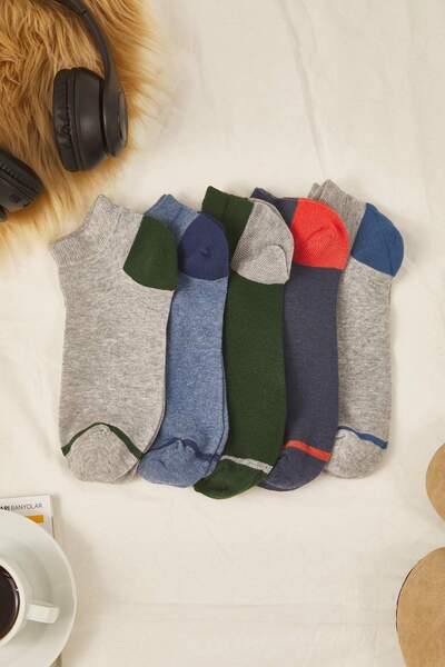 Trendyol Collection 5-Piece Cotton Color Panel Booties Socks Set - Short and Ankle TMNSS23CO00004