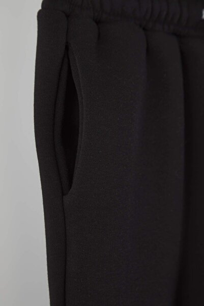 TRENDYOLKIDS Μαύρο βαμβακερό ελαστικό στη μέση Χοντρό/με φλις εσωτερικά Αγορικό Φούτερ TKDAW26EA00015