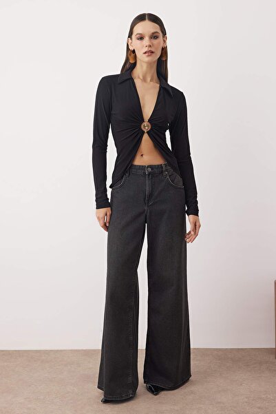 Trendyol Collection Black Accessory Detailed Knitted Party Blouse Tpraw26Bz00034