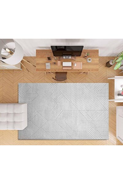 Al Kaffary Carpet سجادة كورتينا، سجادة بسيطة بتصميم عصري مبطن هندسيًا، باللون الرمادي