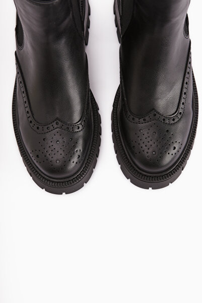 Limoya Leyah Μαύρες Γυναικείες Μπότες με λεπτομέρεια κομμένες με λέιζερ, Γυναικεία Μποτάκια