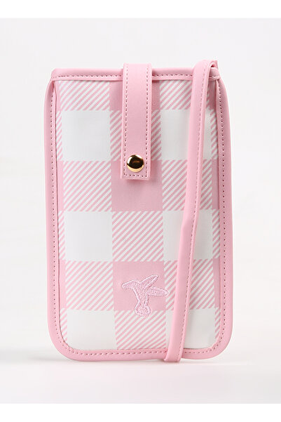 Fabrika Pembe Kadın 13x21x1,5 cm Telefon Çantası CHECK-HETA