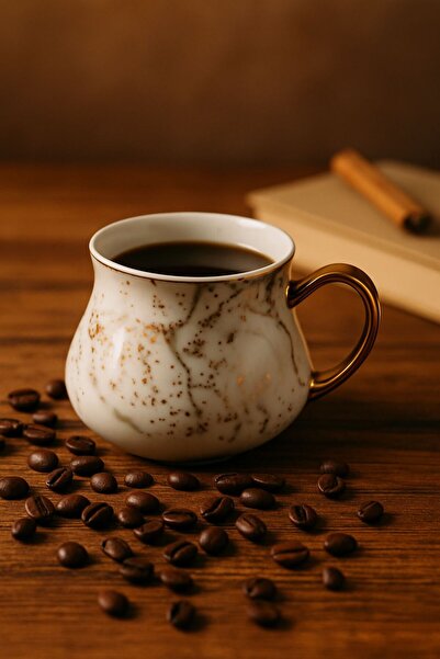 YzHome Luxury Porcelain Gilded Marble Patterned Mug 220ml