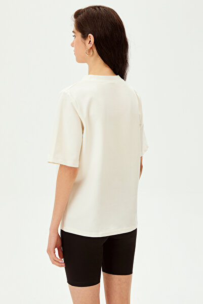 Allyco Πλεκτό μπλουζάκι με κεντημένη φιγούρα παπαγάλου με λαιμόκοψη από βαμβακερό άνετο πλεκτό μπλουζάκι