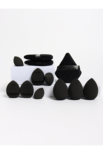 Choice6 black 12-Piece All-Purpose Makeup Sponge Set, Made of 3 Loose Powder Puffs, 3 Mini Air Cushion Puffs