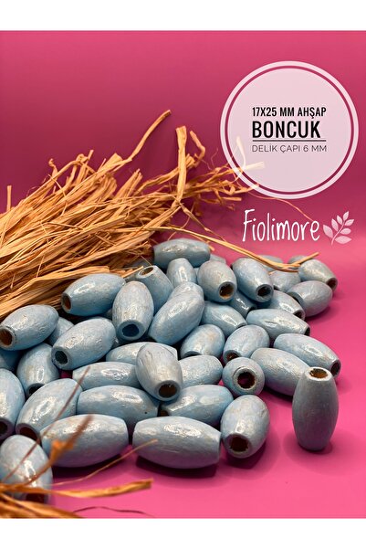 Fiolimore Mărgele de lemn ovală albastră de 17x25 mm (50 grame 18 bucăți) Măr...