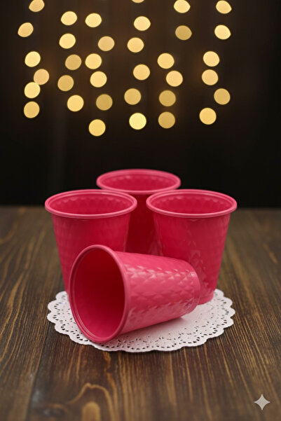 Deniz Party Store Fuşya Plastik Desenli Bardak 25 Adet 250 Cc