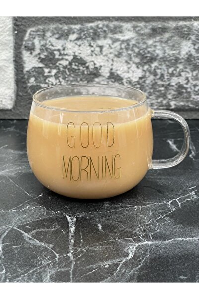 YzHome Gold Written Good Morning 400ml Borosilicate Glass Mug and Presentation Holder 1 Piece