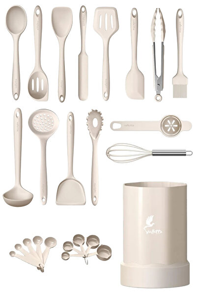 valletta Maracas Heat Resistant Fireproof Non-Stick Silicone Spatula Set 25 Pieces Vanilla