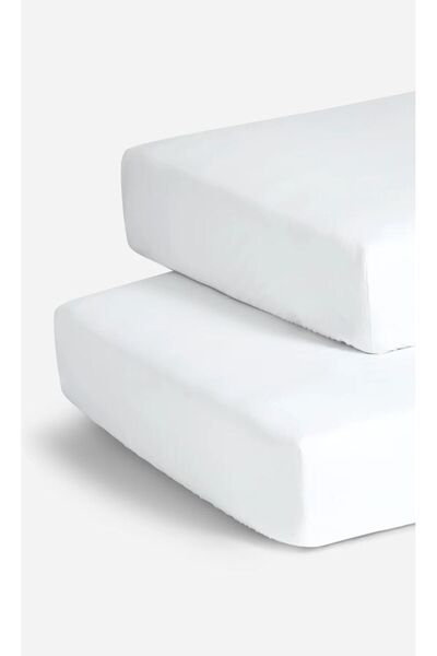 Bebek Özel %100 Pamuklu Bebek Çocuk 70x120 cm Park Beşik Için Lastikli Çarşaf 70x120 Beyaz Beyaz (2 ADET)