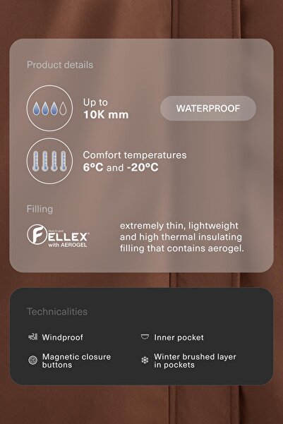 Oysho AEROGEL'li FELLEX® 10k su geçirmez uzun dolgulu ceket