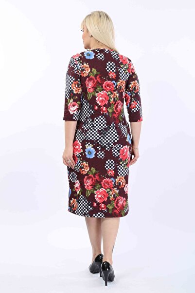 FARBAPLUS Patterned Pocket Plus Size Dress 38C-2015