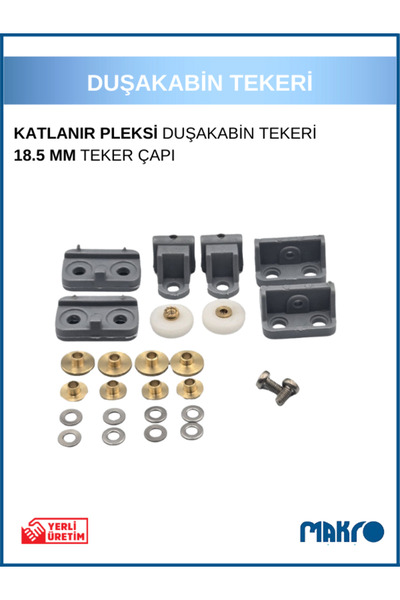 GLASSMAKRO Bella Katlanır Duşakabin Tekeri Gri