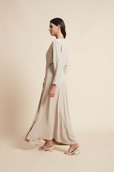 Nichii Solid 3/4 Sleeve Maxi Dress