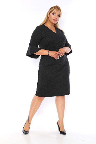 modayız Φόρεμα με διπλό γιακά σε μεγάλο μέγεθος 4D-0752