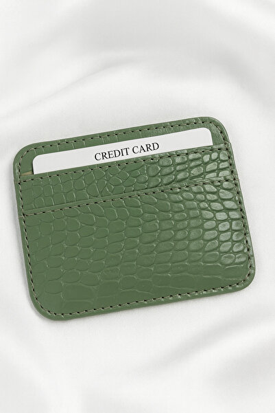 ZERAMİNE Crocodile Pattern Card Holder – Slim Minimalist Leather Credit Card Wallet