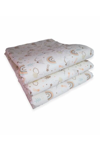 Bebek Özel Baby Kids Crib Edge Protection Bumper 70x130 Crib (3 Pieces) Brown Rainbow