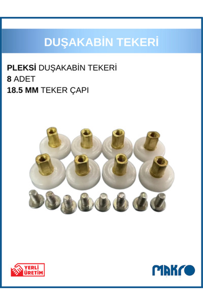 GLASSMAKRO Bella Duşakabin Tekerleği 8'li Set 18.5 MM Teker Çapı