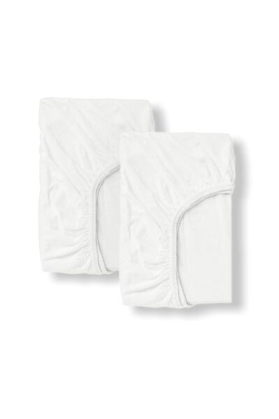 Bebek Özel 70x110 White White 100% Cotton Baby and Kids Bedsheet with Elastic Park Crib (2 PCS)