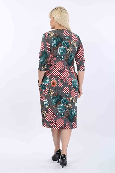 FARBAPLUS Patterned Pocket Plus Size Dress 22A-2005
