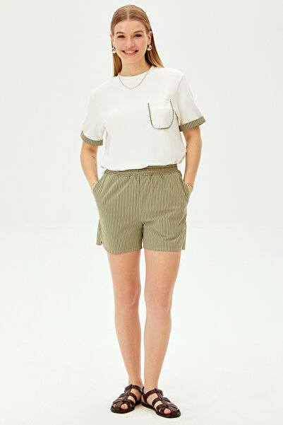 Allyco Βαμβακερό σορτς με ελαστική μέση και λεπτομέρεια σε κοντή γραμμή