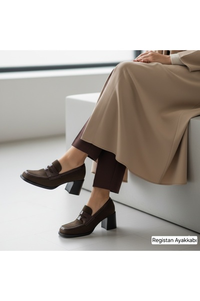 Registan Shoes Retro Kalın Topuklu Ayakkabı Slim Kalıp