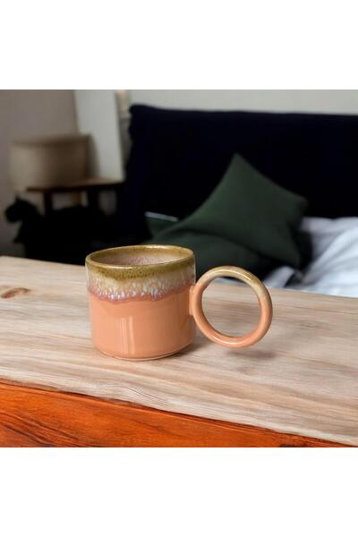 Keramika Stackable Halka Kulplu Çay ve Kahve Fincanı