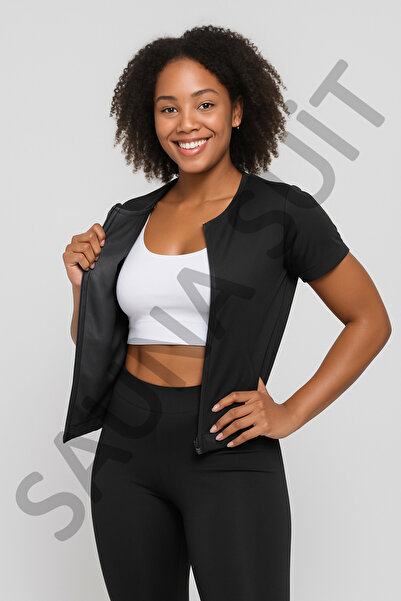 SAUNA SUIT Unisex 100% Polymer κολάν και κοντομάνικο σετ με φερμουάρ