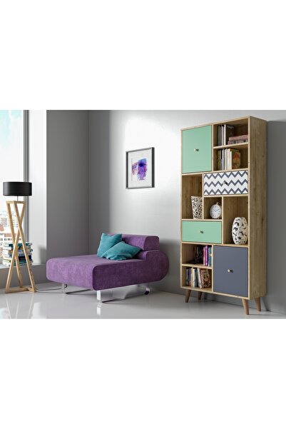 Sakura Ahşap Hunerika Serafina kitaplık-Renkli-Minifiks Bağlantı