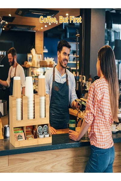 Raffine 6 Compartments Condiment Rack Breakroom Accessories Caddy for K-Pods Snack Tea Bags Disposable Cups