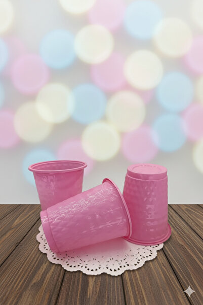 Deniz Party Store Pembe Plastik Desenli Bardak 25 Adet 250 Cc