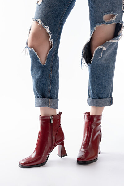 wolfcity Bordo Bot Yeni Küt Burun Kadın Aykkabı 8-0-2