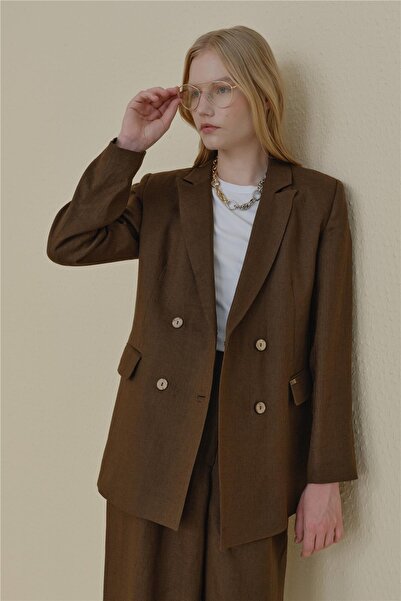 Nihan Keten Palazzo Pantolon Kahve