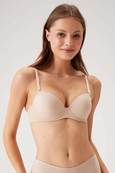 Pierre Cardin 2'li Ekonomik Paket Siyah-Ten 6311 Milan Balenli Push Up Pamuklu Sütyen Set