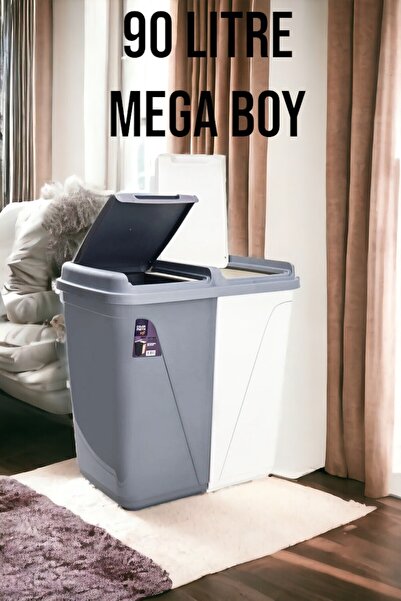 Citim Mega Duo İki Bölmeli Kirli Çamaşır Sepeti - Banyo Çamaşır Sepeti Renkliler & Beyazlar 90 Lt