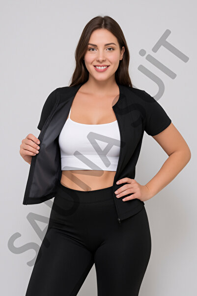 SAUNA SUIT Θερμικό κοστούμι με κοντό μανίκι με φερμουάρ για αδυνάτισμα και καύση λίπους