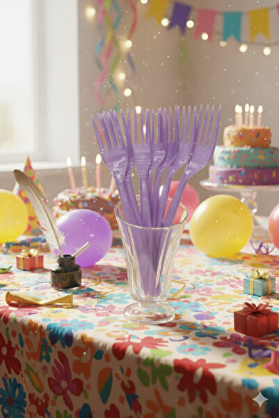 Deniz Party Store Lila Plastik Kullan At Çatal 25 Adet