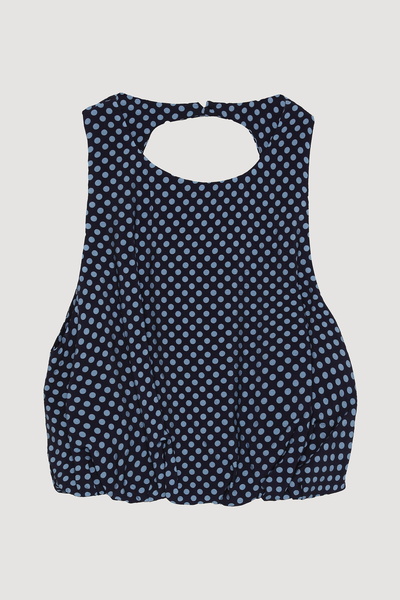 Quzu بلوزة مرقطة منخفضة الظهر باللون الأزرق الداكن