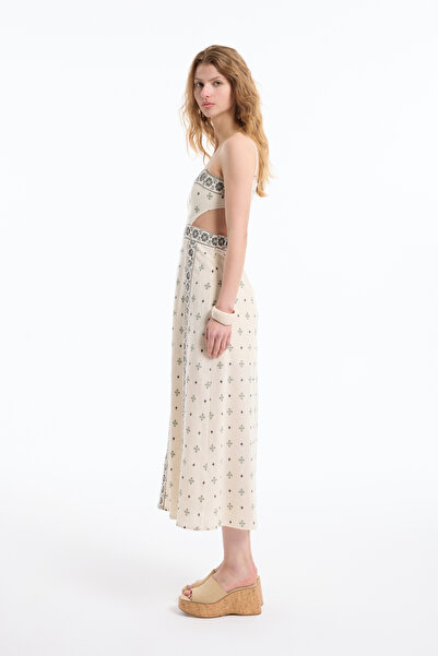 Quzu Φόρεμα με έθνικ σχέδιο - Φυσικό Χαμηλό Κομμένο