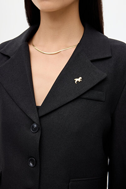 Quzu Брошка з аксесуарами, кроп-блейзер з ґудзиками, чорний