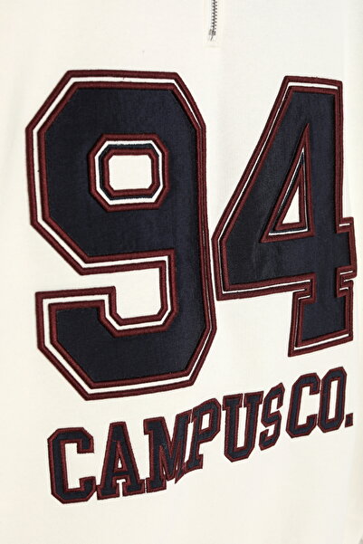 Quzu Світло-бежевий оверсайз-светр з високим коміром на блискавці та кольоровими вставками