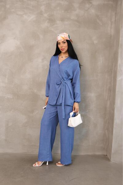 MEN Cross Linked Cotton Linen Kimono Set