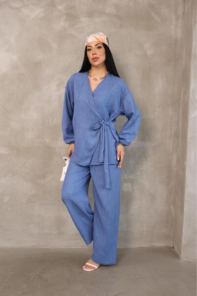 MEN Cross Linked Cotton Linen Kimono Set