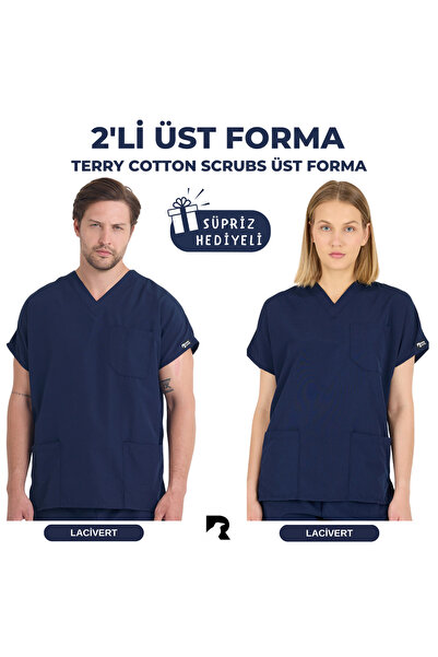 KARGA ÜNİFORMA 2' Lİ SET ÜST FORMA - Unisex Yarasa Kol Hemşire Ve Doktor Form...