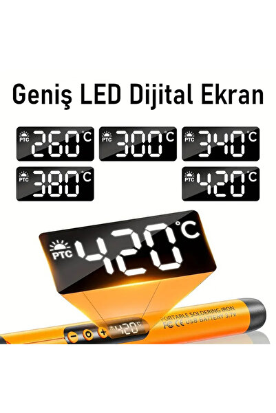 valkyrie Şarjlı Dijital Ekranlı Havya Seti 420°C Ayarlanabilir Sıcaklık Type-C Hızlı Şarj