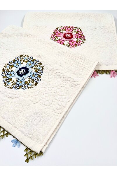 EvremStore El Yapımı İkili İğne Oyası Çeyizlik & Hediyelik Mutfak Havlusu 30x50