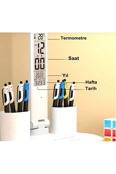 DAMMERUN Led Masa Üstü Lambası 7w Dokunmatik Standlı Çocuk Ders Kitap Çalışma Kalemlik Masa Lambası